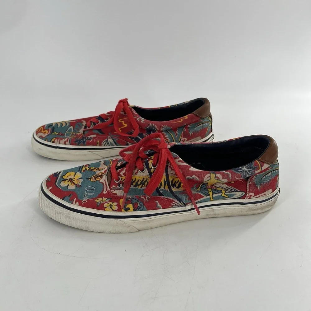 Polo Ralph Lauren Canvas Mens Sneaker Hoffman Thorton Boat Lace Up 10.5 Hawaiian